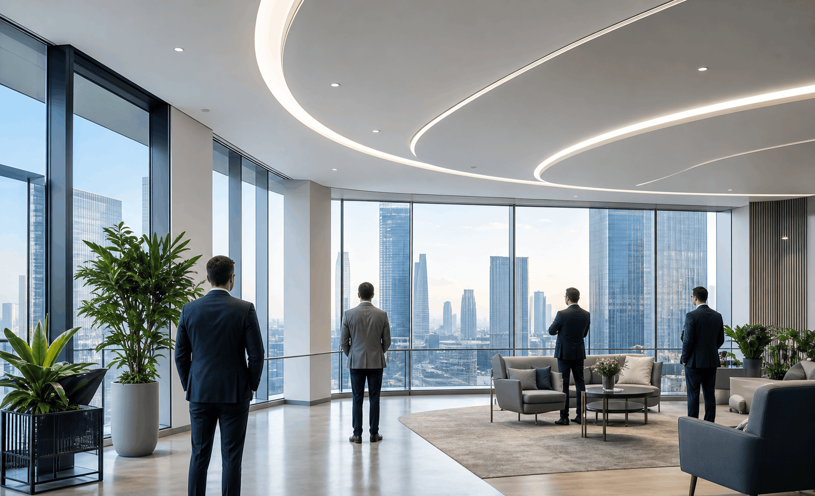 NAHVIQ enterprise team collaborating in modern tech executive boardroom